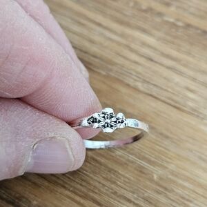 Elegant Silver Ring with Dainty Band and Prong Setting